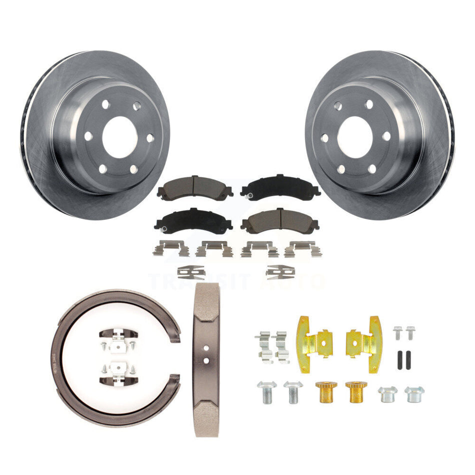 Rear Disc Rotors Ceramic Pads Parking Shoes Hardware Kit For Chevrolet GMC Sierra 1500 XL K8C-104379