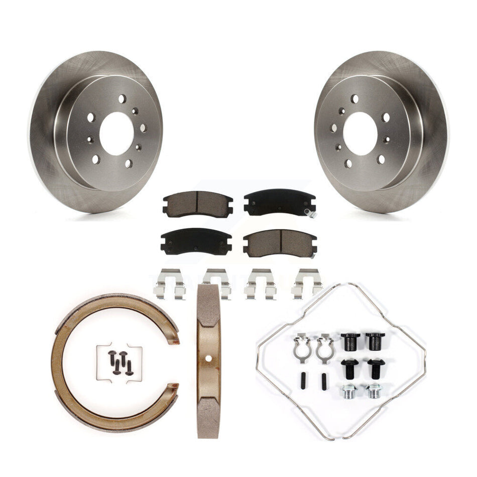 Rear Disc Rotors Ceramic Pads Parking Shoes Hardware Kit For Chevrolet Impala Pontiac Am K8C-104401