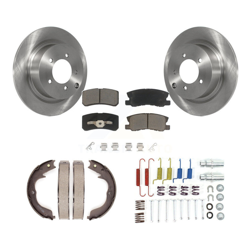 Rear Disc Rotors Ceramic Pads Parking Shoes Hardware Kit For 08 Mitsubishi Outlander 2.4L K8C-104416