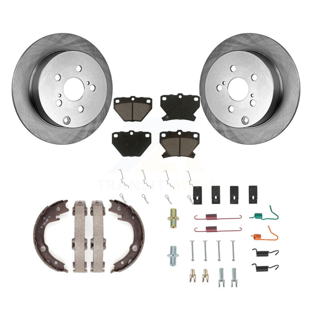 Rear Disc Rotors Ceramic Pads Parking Shoes & Hardware Kit For Toyota Corolla Matrix Vibe K8C-104429