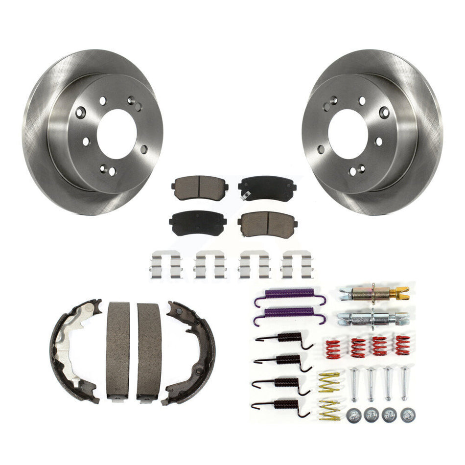 Rear Disc Rotors Ceramic Pads Parking Shoes And Hardware Kit For 2010-2013 Kia Forte Koup K8C-104437