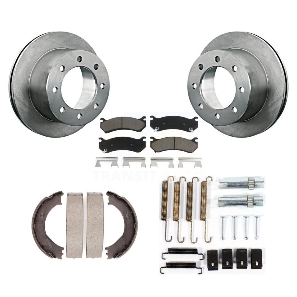 Rear Disc Rotors Ceramic Pads Parking Shoes And Hardware Kit For GMC Sierra 3500 Classic K8C-104439
