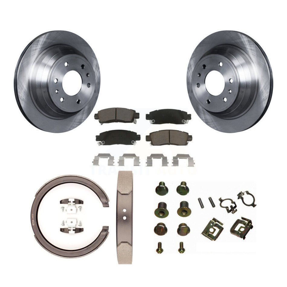 Rear Disc Rotors Ceramic Pads Parking Shoes Hardware Kit For Chevrolet GMC Trailblazer XL K8C-104445