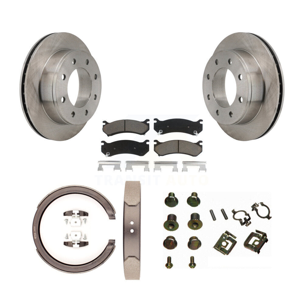 Rear Disc Rotors Ceramic Pads Parking Shoes Hardware Kit For GMC Sierra 1500 HD Chevrolet K8C-104451