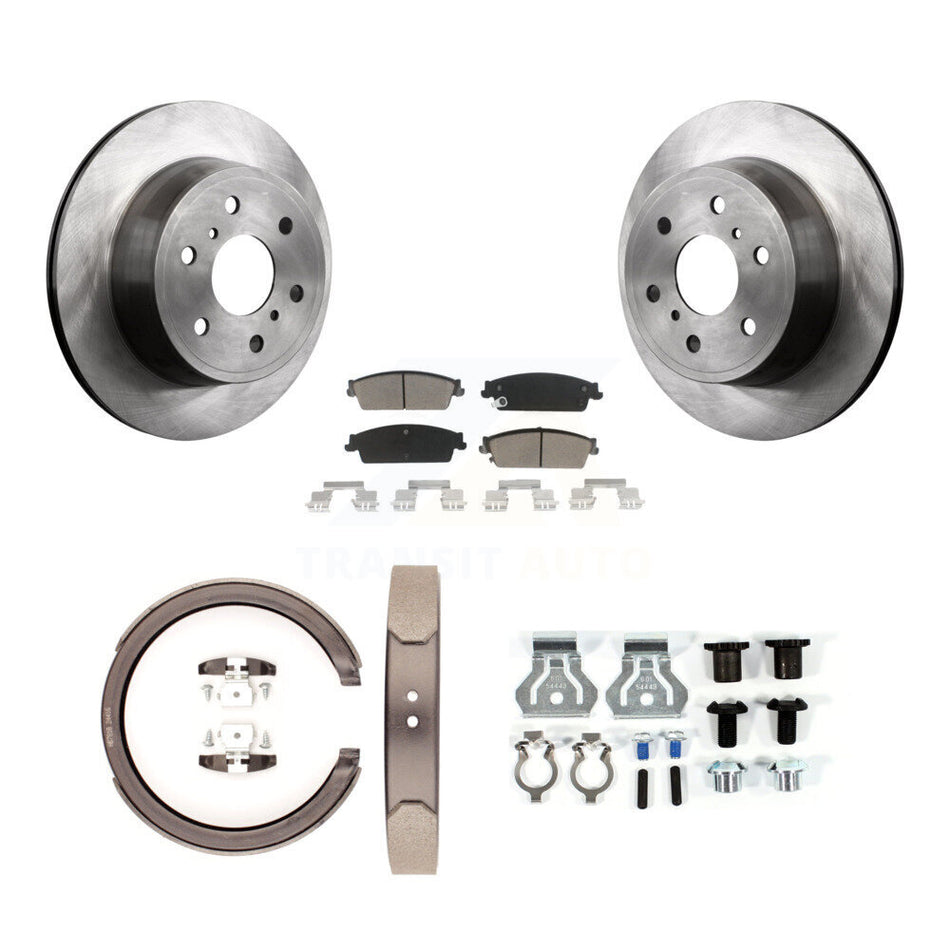 Rear Disc Rotors Ceramic Pads Parking Shoes Hardware Kit For Chevrolet GMC Sierra 1500 XL K8C-104457