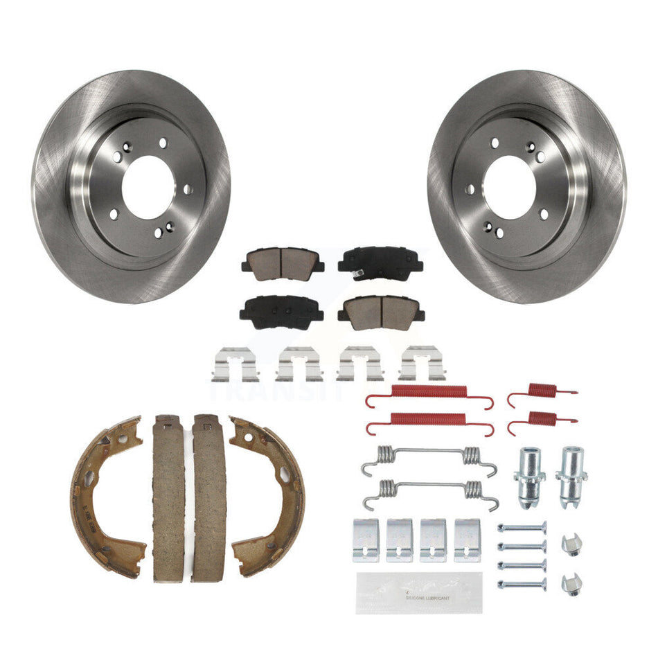 Rear Disc Rotors Ceramic Pads Parking Shoes And Hardware Kit For 2013 Kia Optima LX/EX/SX K8C-104462