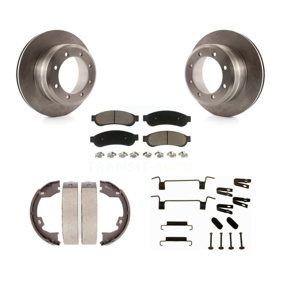 Rear Disc Rotors Ceramic Pads Parking Shoes Hardware Kit For Ford F-350 Super Duty F-250 K8C-104467