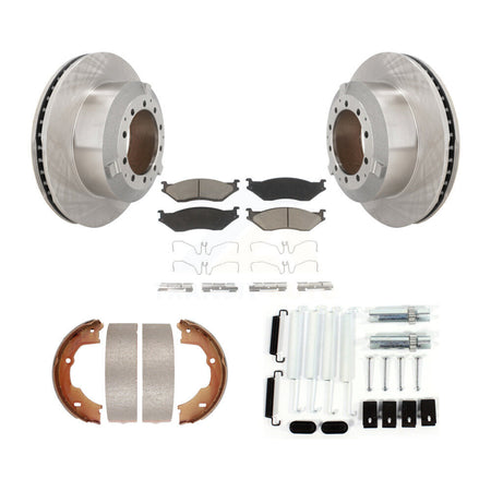 Rear Disc Rotors Ceramic Pads Parking Brake Shoes Hardware Kit For Ford F-450 Super Duty K8C-104468