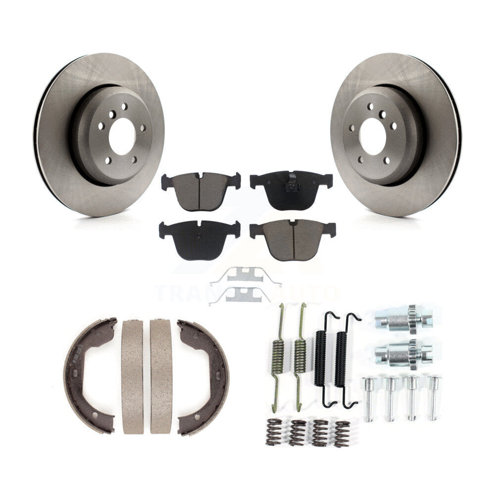 Rear Disc Rotors Ceramic Pads Parking Shoes And Hardware Kit For BMW 650i 645Ci 550i 545i K8C-104486
