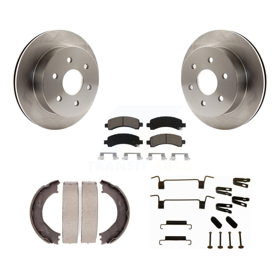 Rear Disc Rotors Ceramic Pads Parking Shoes & Hardware Kit For Chevrolet Express 2500 GMC K8C-104527