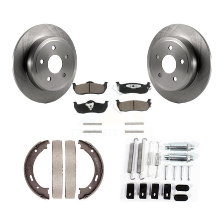 Rear Disc Rotors Ceramic Pads Parking Brake Shoes & Hardware Kit For Jeep Grand Cherokee K8C-104541