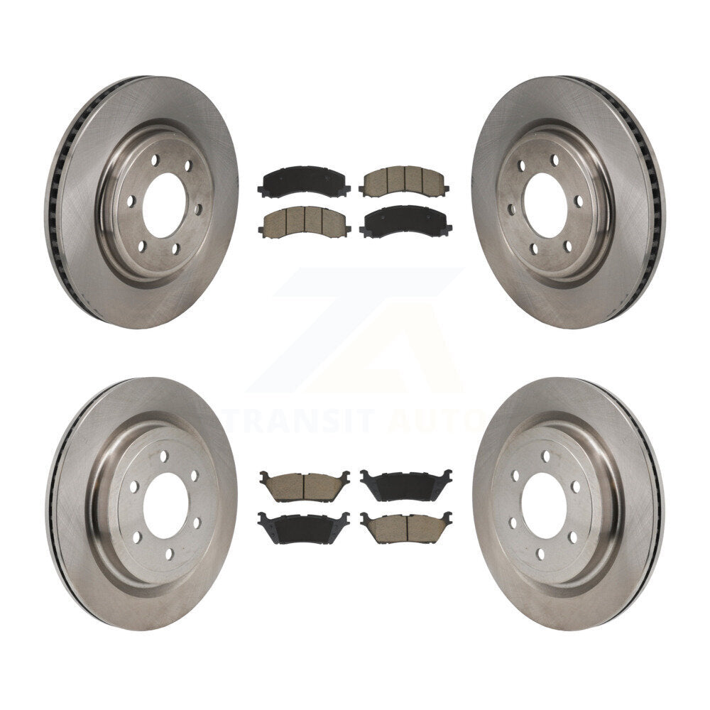 Front Rear Disc Brake Rotor Ceramic Pad Kit For Ford F-150 With 350mm Diameter K8C-104564