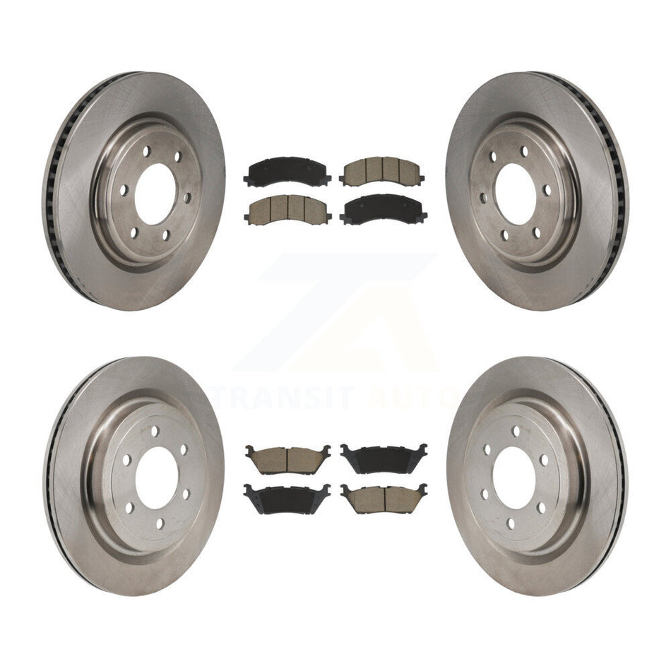 Front Rear Disc Brake Rotor Ceramic Pad Kit For Ford F-150 With 350mm Diameter K8C-104564
