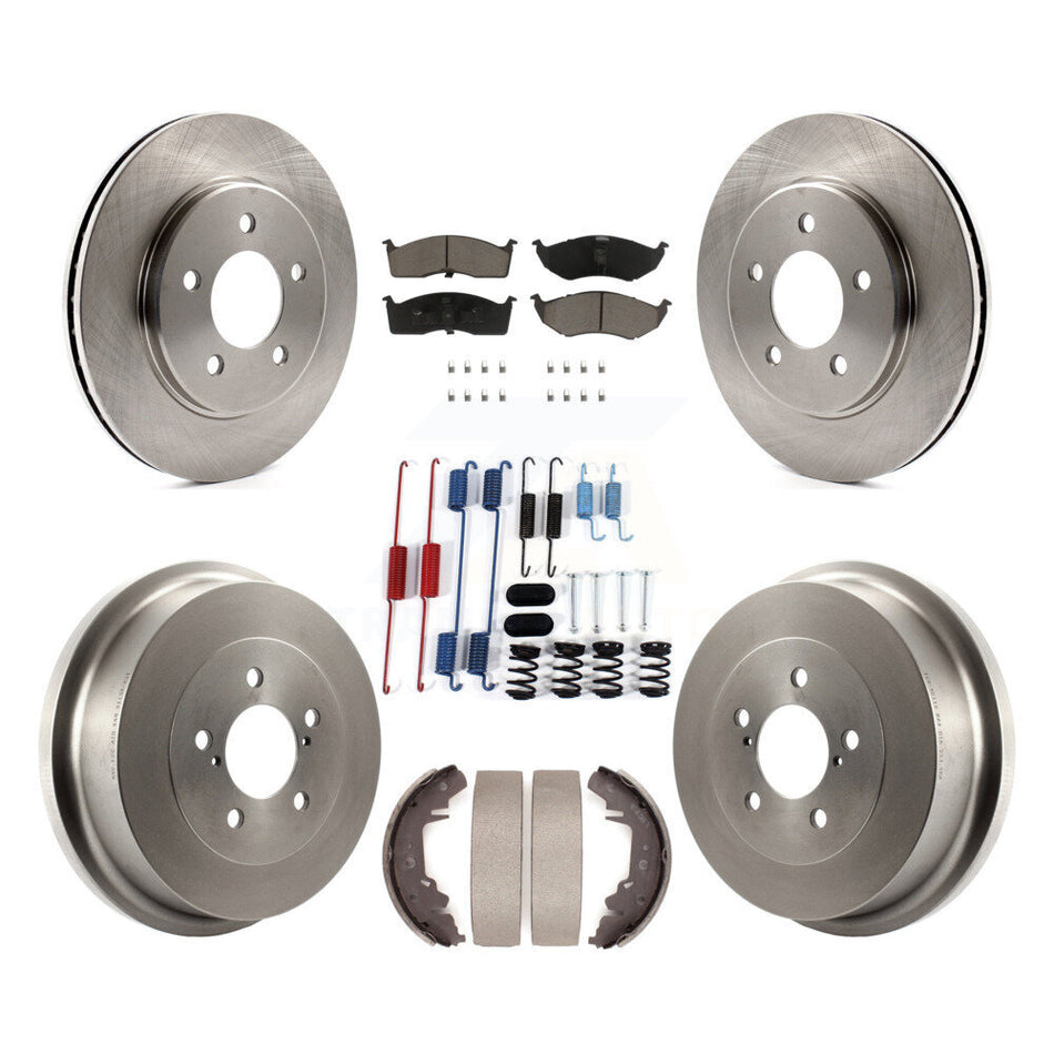 Front Rear Brake Rotor Ceramic Pad Drum Kit (7Pc) For Dodge Caravan Grand Plymouth Town & K8C-104704