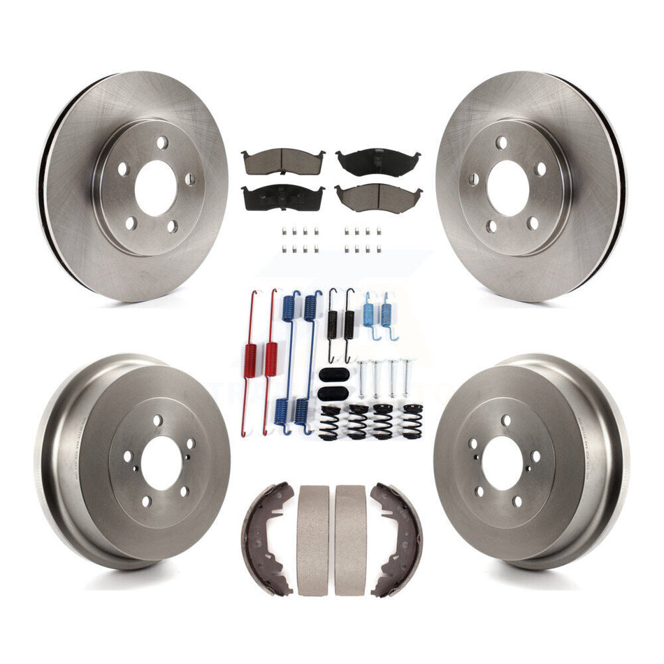 Front Rear Disc Brake Rotors Ceramic Pads And Drum Kit (7Pc) For Chrysler Grand Voyager K8C-104705