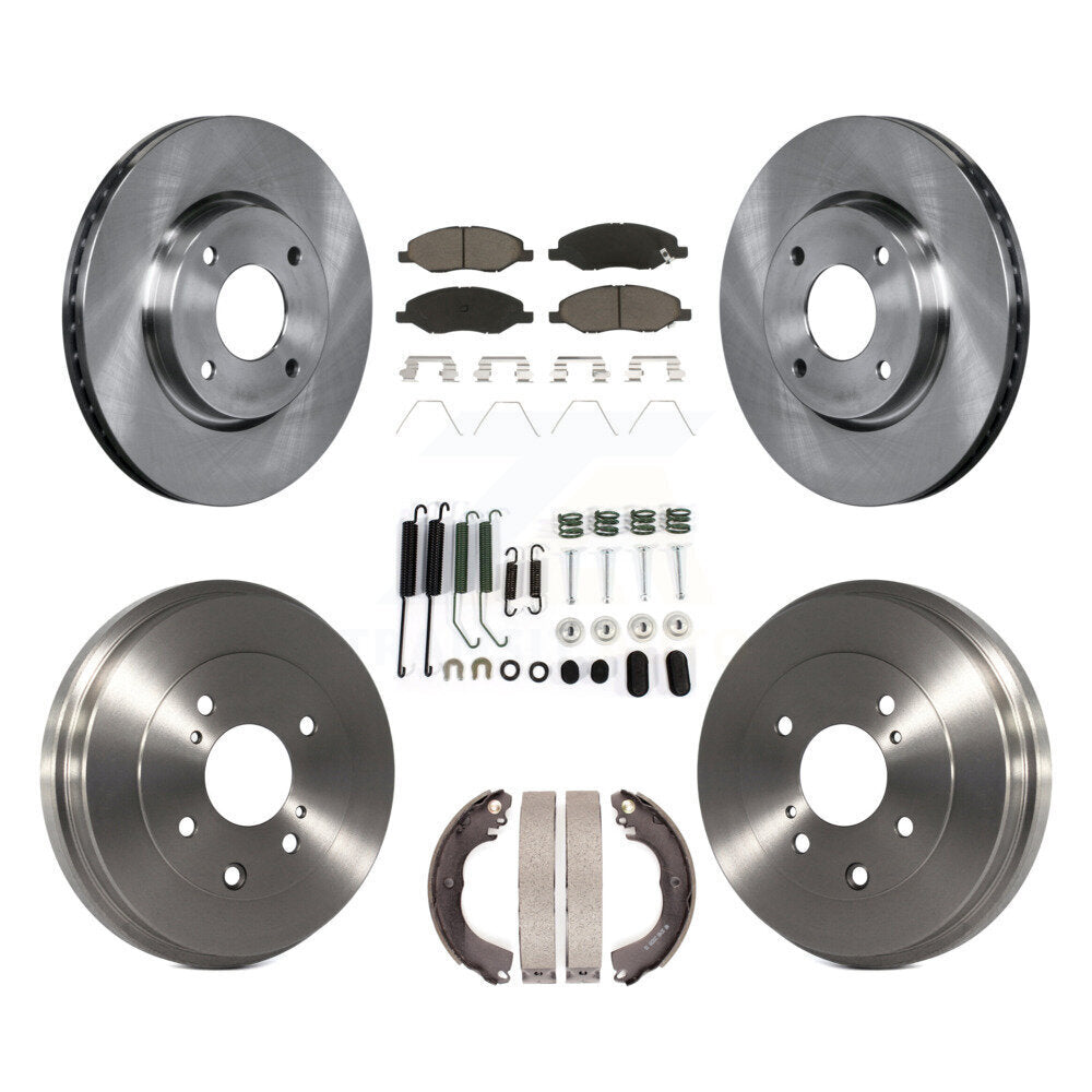 Front Rear Disc Brake Rotors Ceramic Pad Drum Kit (7Pc) For 2008 Nissan Versa 4-Wheel ABS K8C-104708