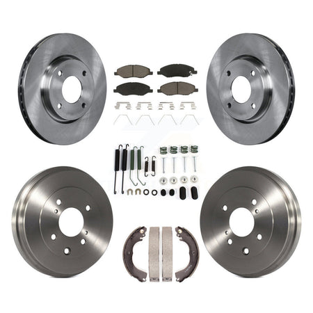 Front Rear Disc Brake Rotors Ceramic Pad Drum Kit (7Pc) For 2008 Nissan Versa 4-Wheel ABS K8C-104708
