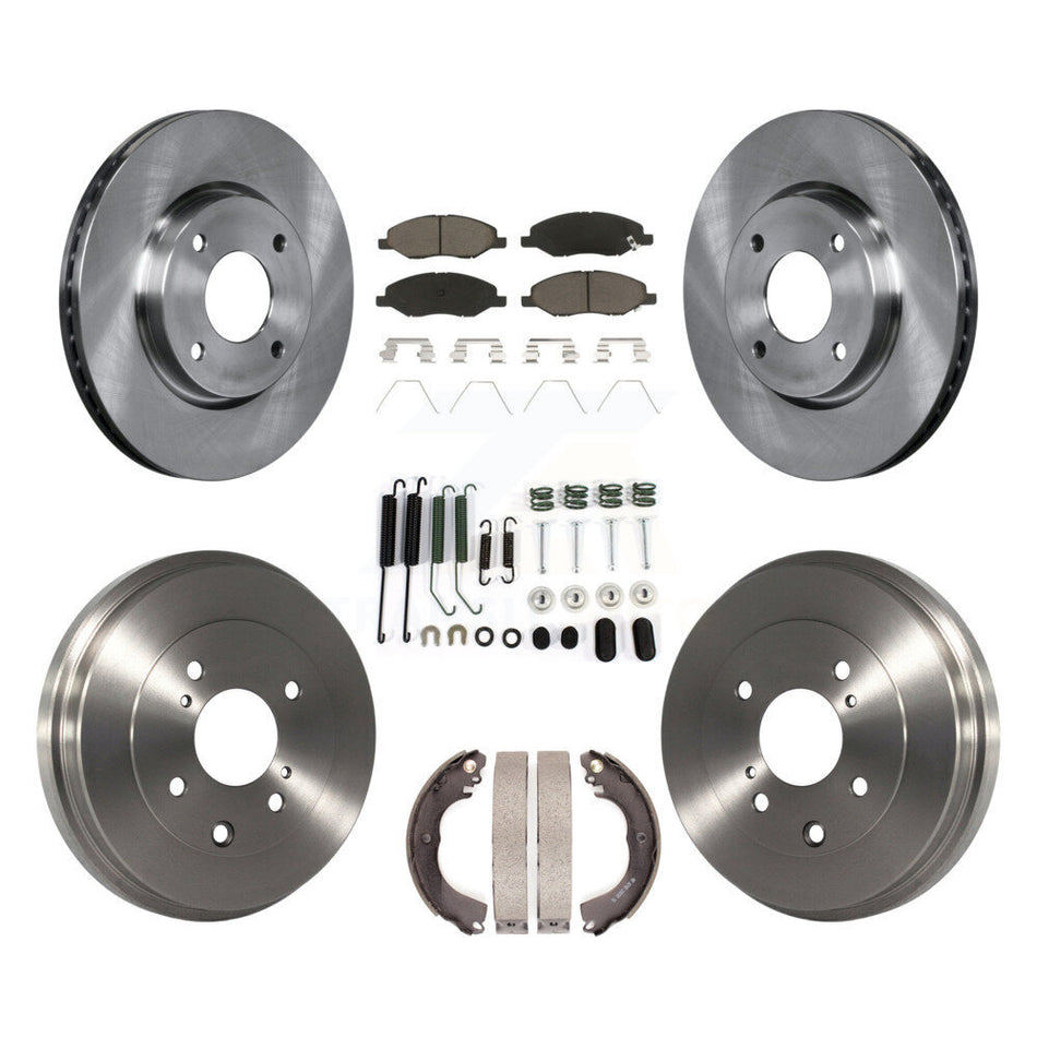 Front Rear Disc Brake Rotors Ceramic Pad Drum Kit (7Pc) For 2008 Nissan Versa 4-Wheel ABS K8C-104708