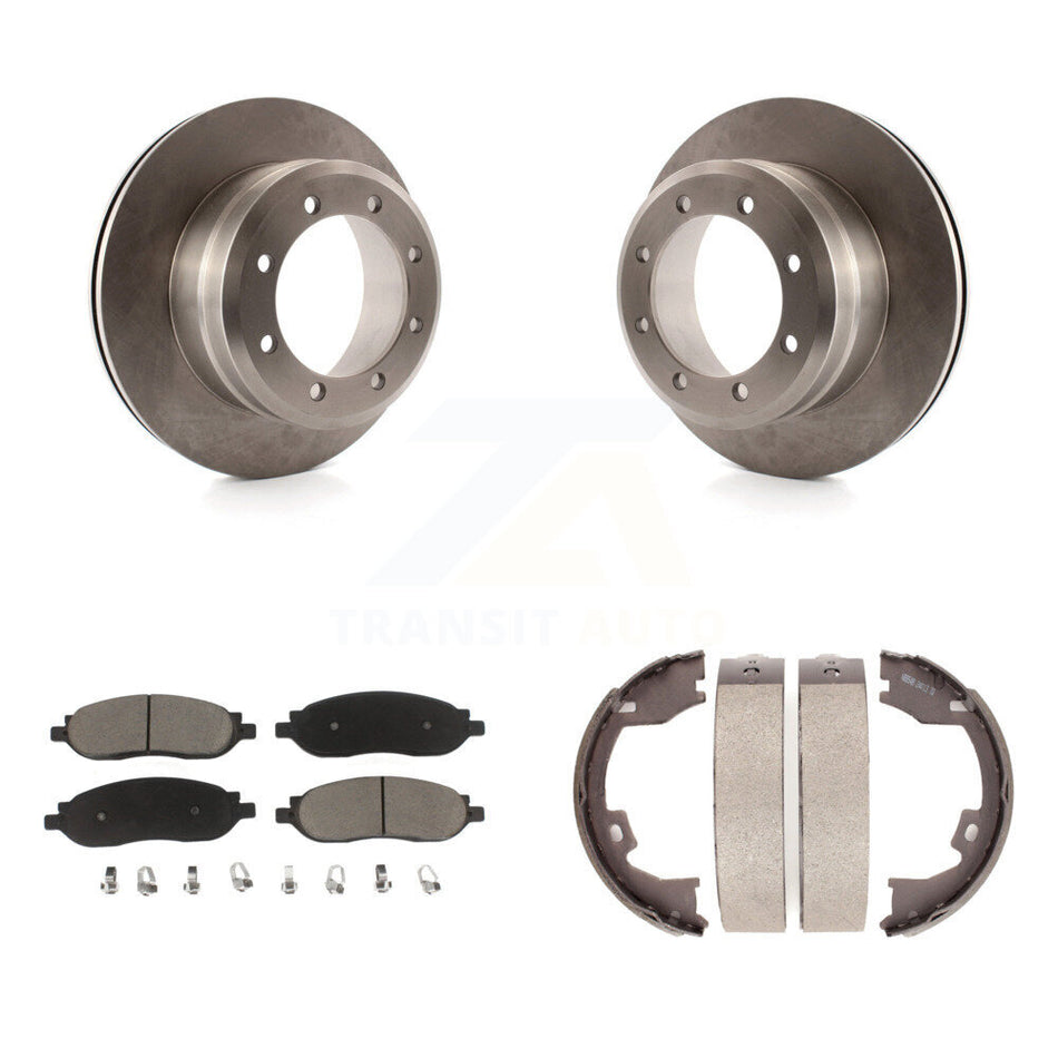 Rear Disc Rotors Ceramic Pads And Parking Brake Shoes Kit For Ford F-250 Super Duty K8C-104722