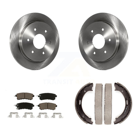 Rear Disc Rotors Ceramic Pads Parking Shoes Kit For 17-19 Nissan Armada With Solid Rotor K8C-104738