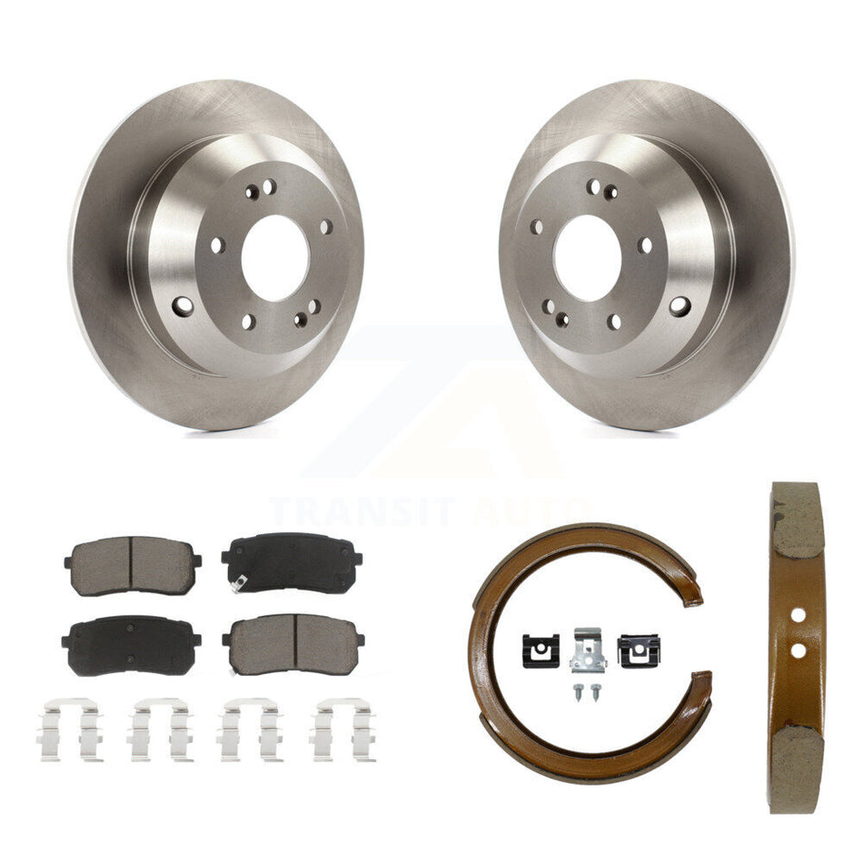 Rear Disc Rotors Ceramic Pads And Parking Brake Shoes Kit For Kia Sedona K8C-104739