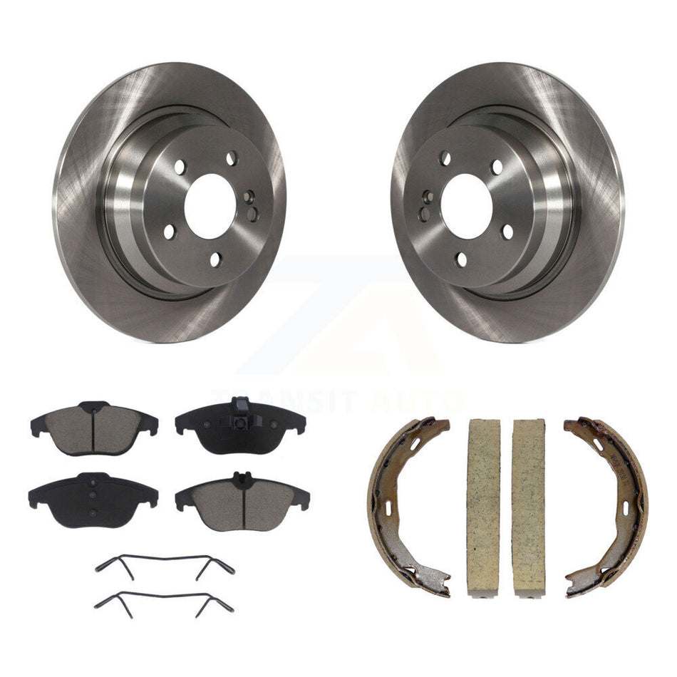 Rear Disc Rotors Ceramic Pads & Parking Shoes Kit For Mercedes-Benz E350 With Solid Rotor K8C-104740