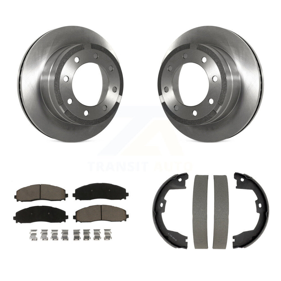 Rear Disc Rotors Ceramic Pads And Parking Brake Shoes Kit For Ford F-350 Super Duty F-250 K8C-104743