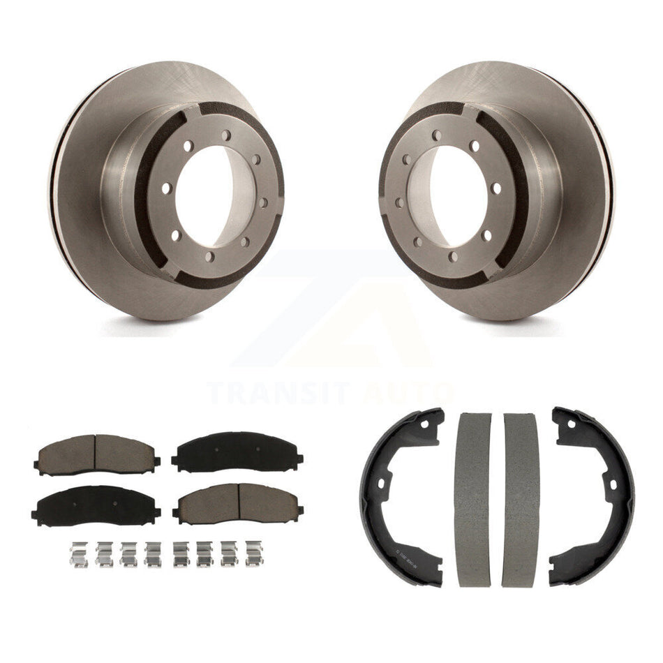Rear Disc Rotors Ceramic Pads And Parking Shoes Kit For Ford F-350 Super Duty F-250 F-450 K8C-104744