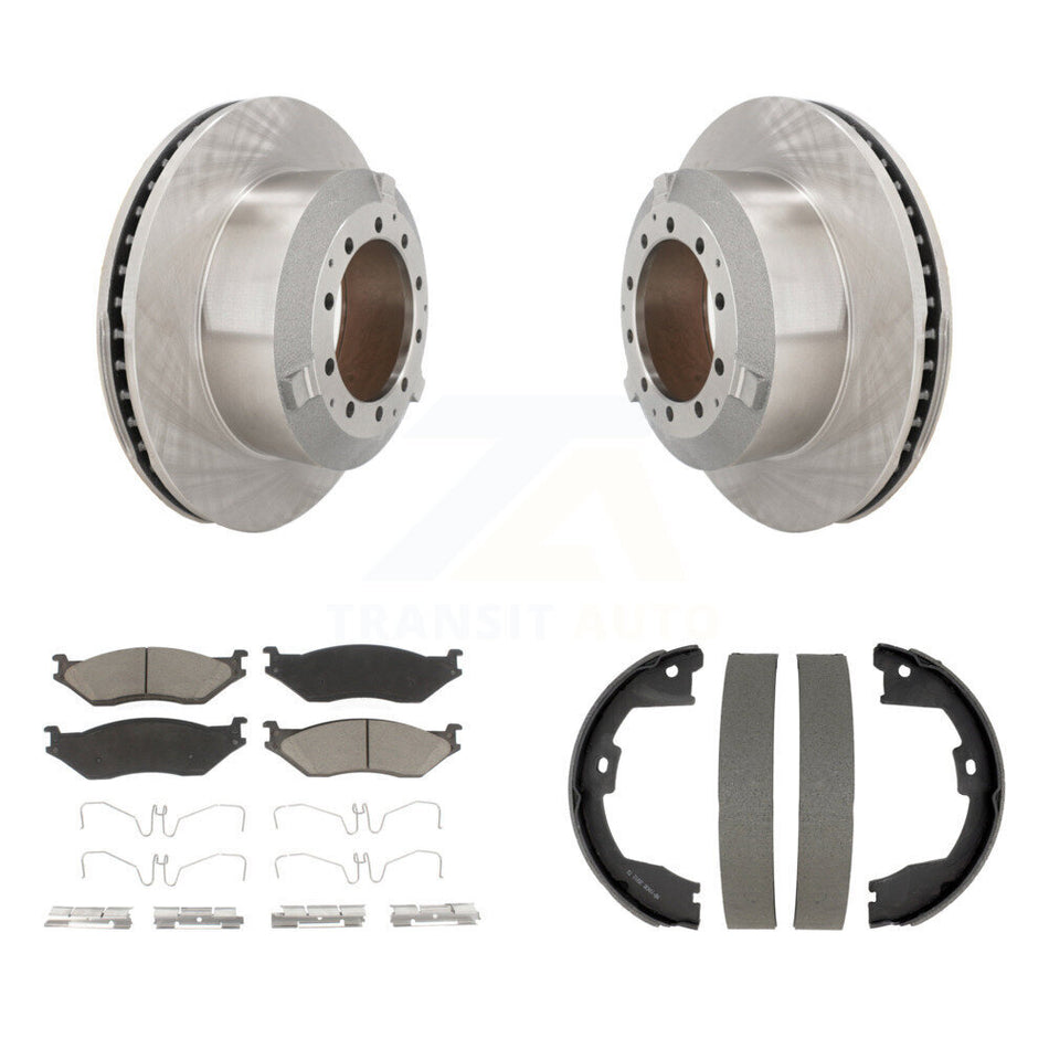 Rear Disc Rotors Ceramic Pads Parking Shoes Kit For Ford F-450 Super Duty Crew Cab Pickup K8C-104745