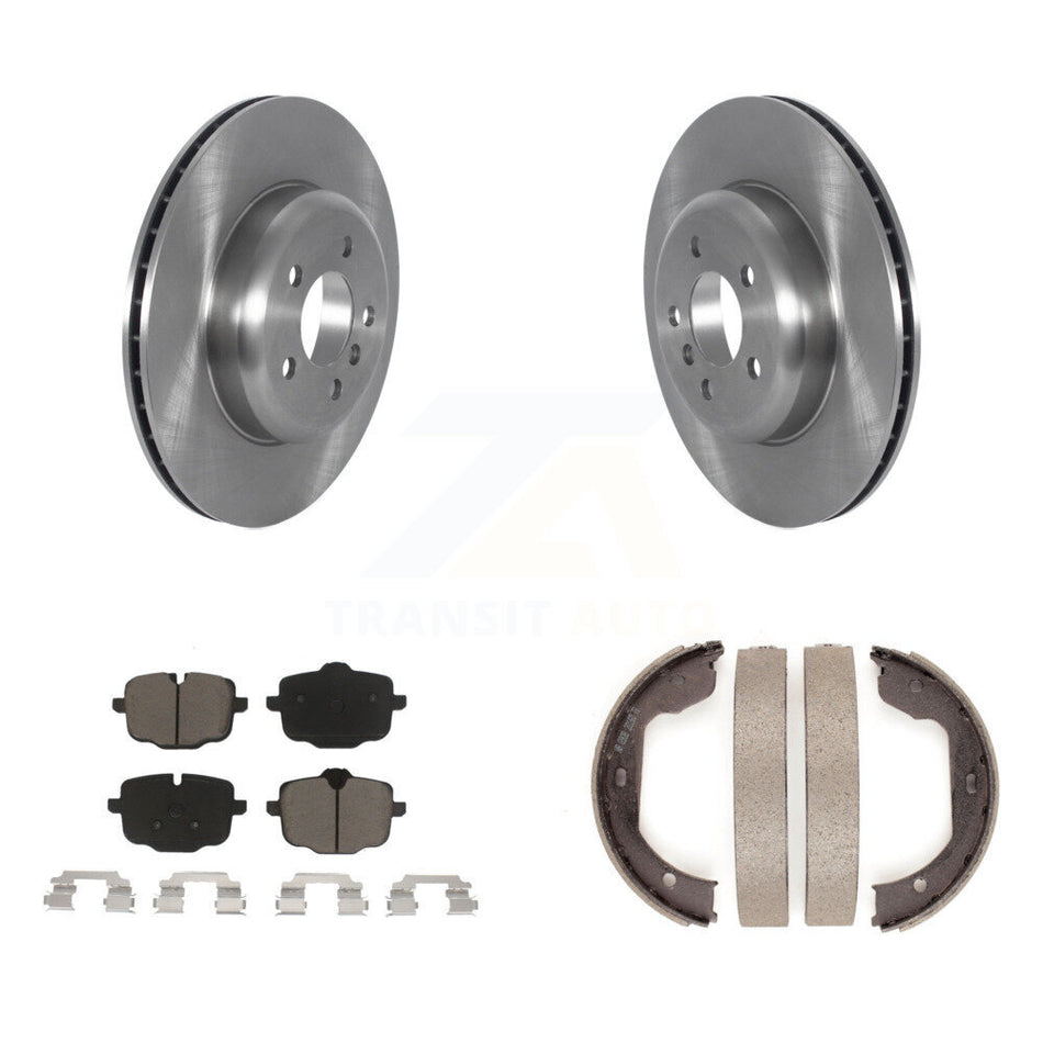 Rear Disc Rotors Ceramic Pads And Parking Brake Shoes Kit For 2011 BMW 550i xDrive K8C-104751
