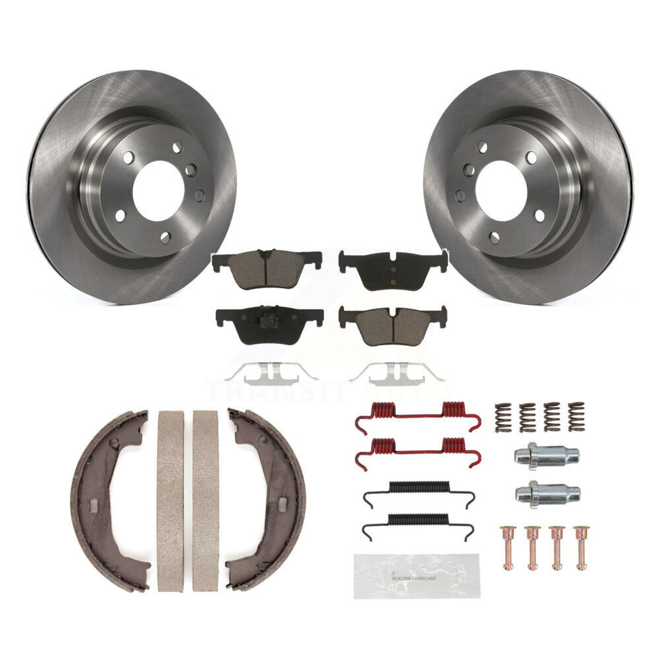 Rear Disc Rotors Ceramic Pads Parking Brake Shoes And Hardware Kit For BMW 328i K8C-104765