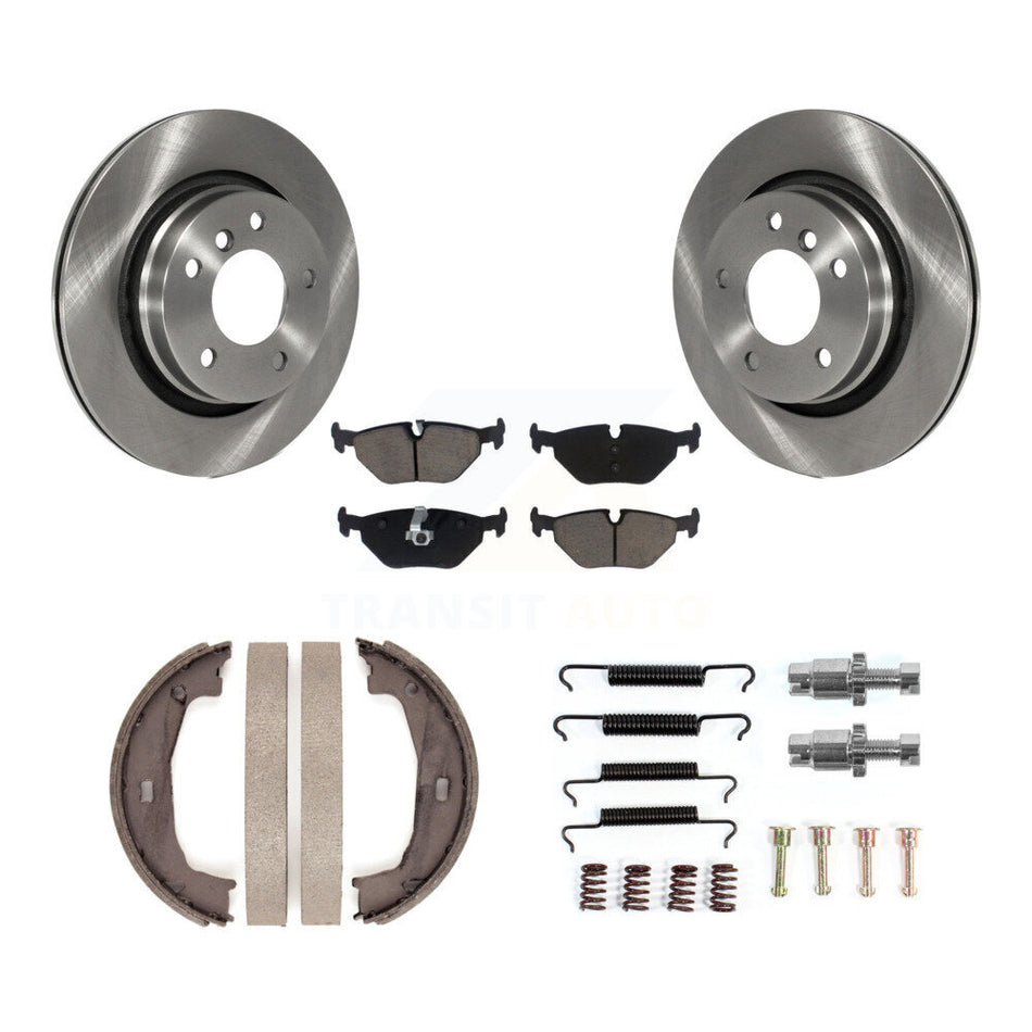 Rear Disc Rotors Ceramic Pads Parking Brake Shoes And Hardware Kit For BMW 325i 325Ci K8C-104766