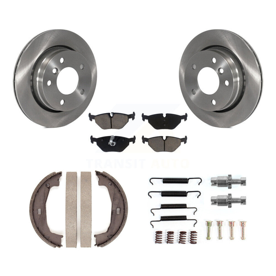 Rear Disc Rotors Ceramic Pads Parking Brake Shoes And Hardware Kit For BMW 320i K8C-104767