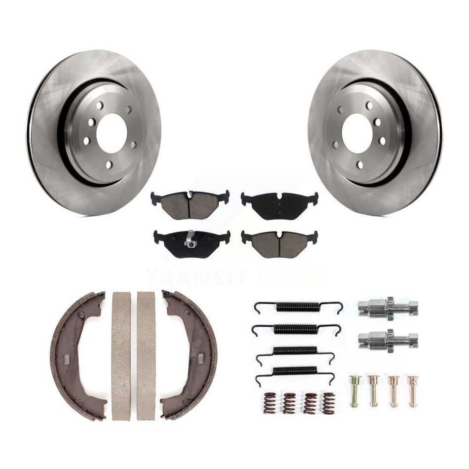 Rear Disc Rotors Ceramic Pads Parking Brake Shoes And Hardware Kit For BMW 320i K8C-104768
