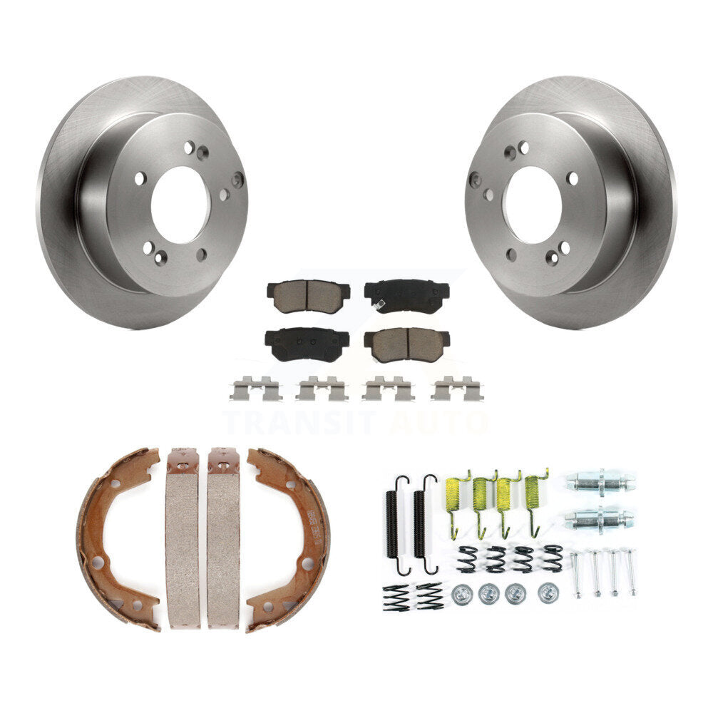 Rear Disc Rotors Ceramic Pads Parking Shoes Hardware Kit For Kia Optima With 5 Lug Wheels K8C-104773