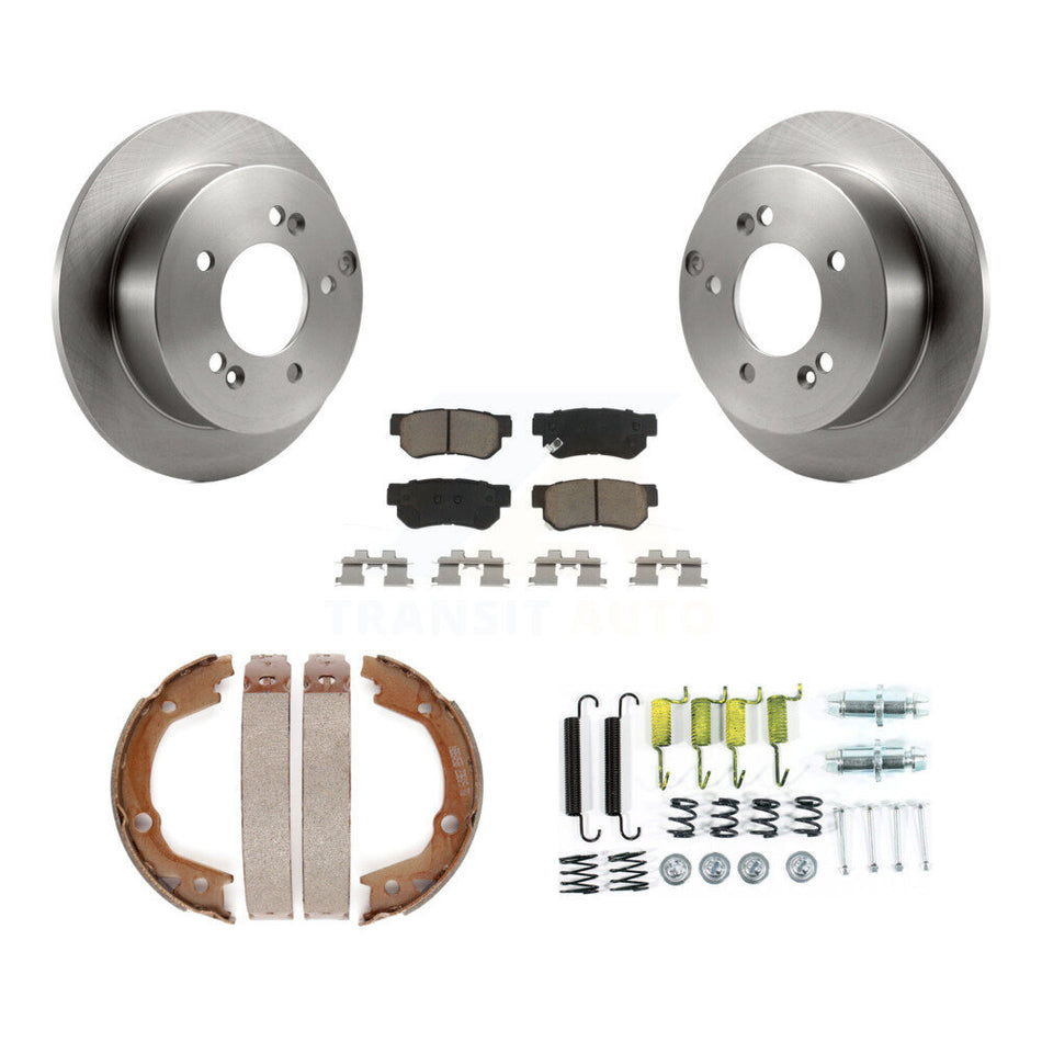 Rear Disc Rotors Ceramic Pads Parking Shoes Hardware Kit For Kia Optima With 5 Lug Wheels K8C-104773