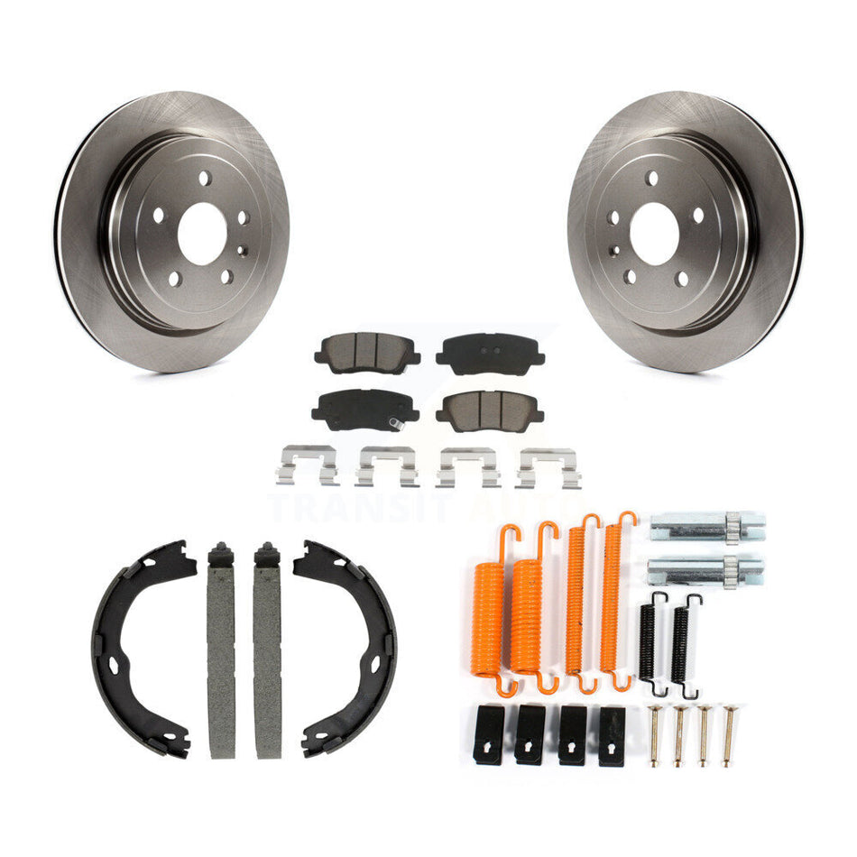 Rear Disc Rotors Ceramic Pads Parking Shoes Hardware Kit For Cadillac CTS Sedan with 2.0L K8C-104782