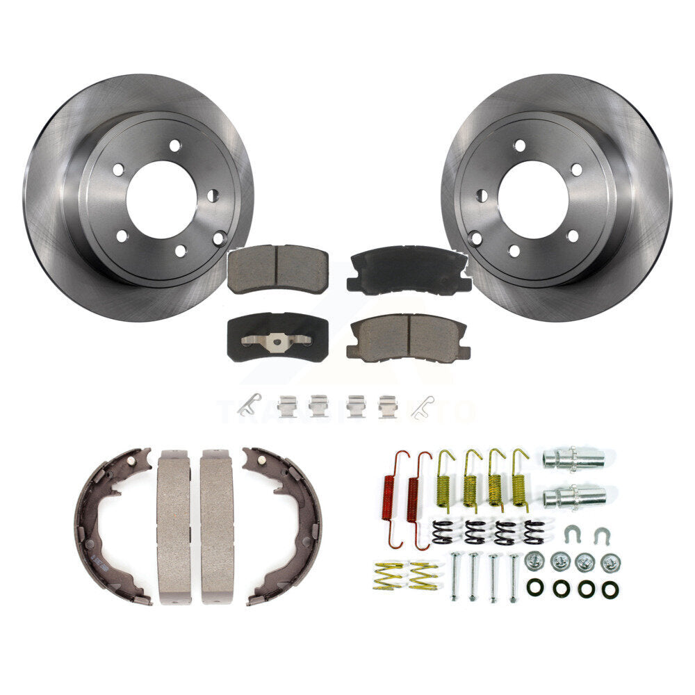 Rear Disc Rotors Ceramic Pads Parking Brake Shoes & Hardware Kit For Jeep Patriot Compass K8C-104787