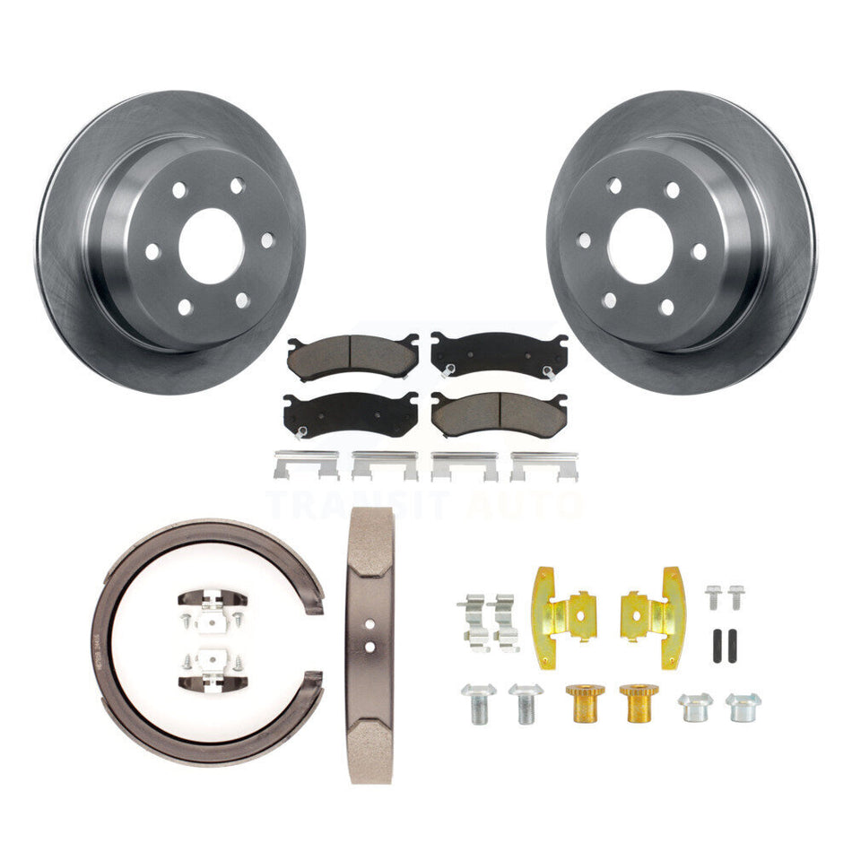 Rear Disc Rotors Ceramic Pads Parking Shoes And Hardware Kit For Chevrolet Suburban 2500 K8C-104792