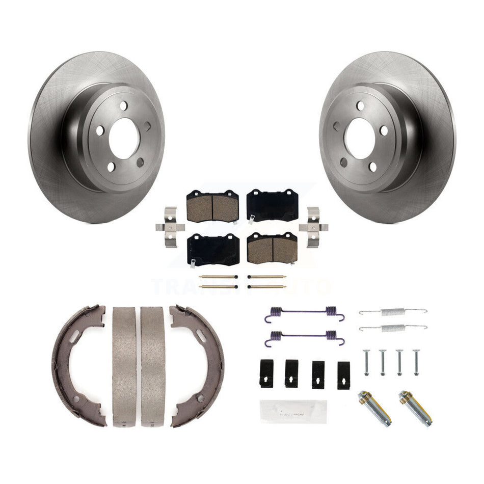 Rear Disc Rotors Ceramic Pads Parking Shoes & Hardware Kit For Chrysler 300 RWD with 3.6L K8C-104795