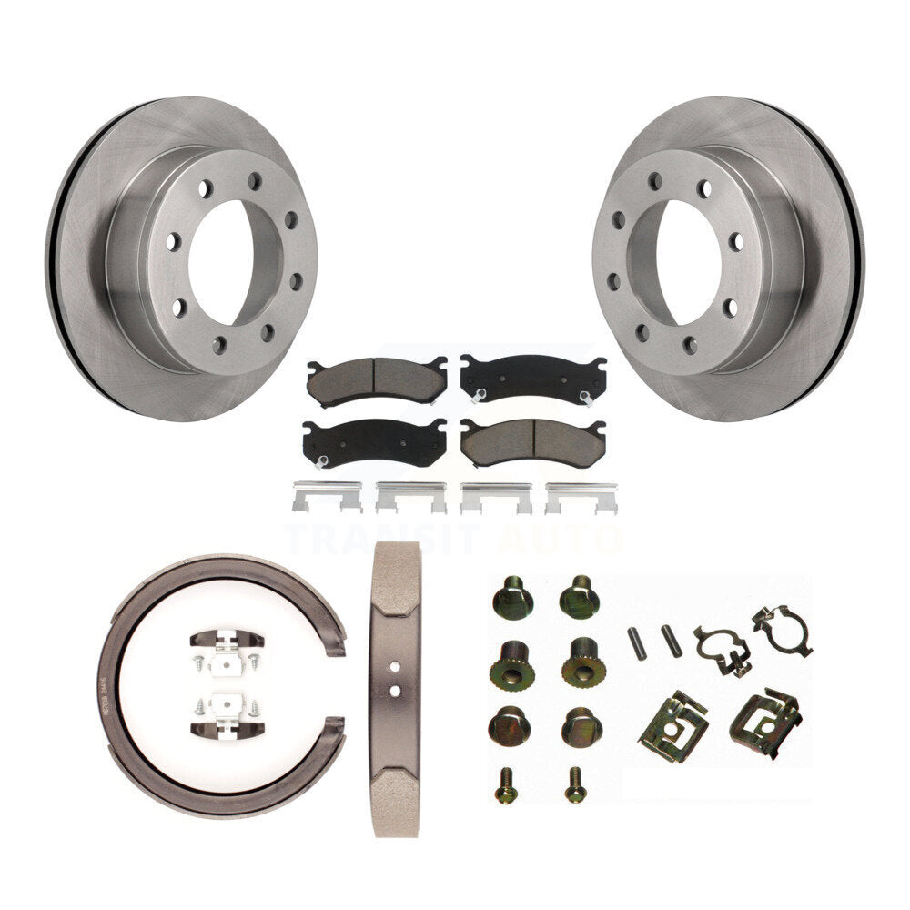 Rear Disc Rotors Ceramic Pads Parking Brake Shoes And Hardware Kit For GMC Sierra 2500 K8C-104798