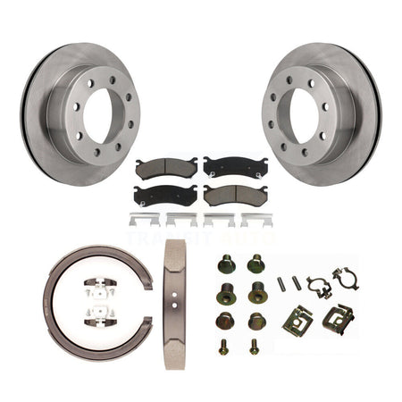 Rear Disc Rotors Ceramic Pads Parking Brake Shoes And Hardware Kit For GMC Sierra 2500 K8C-104798