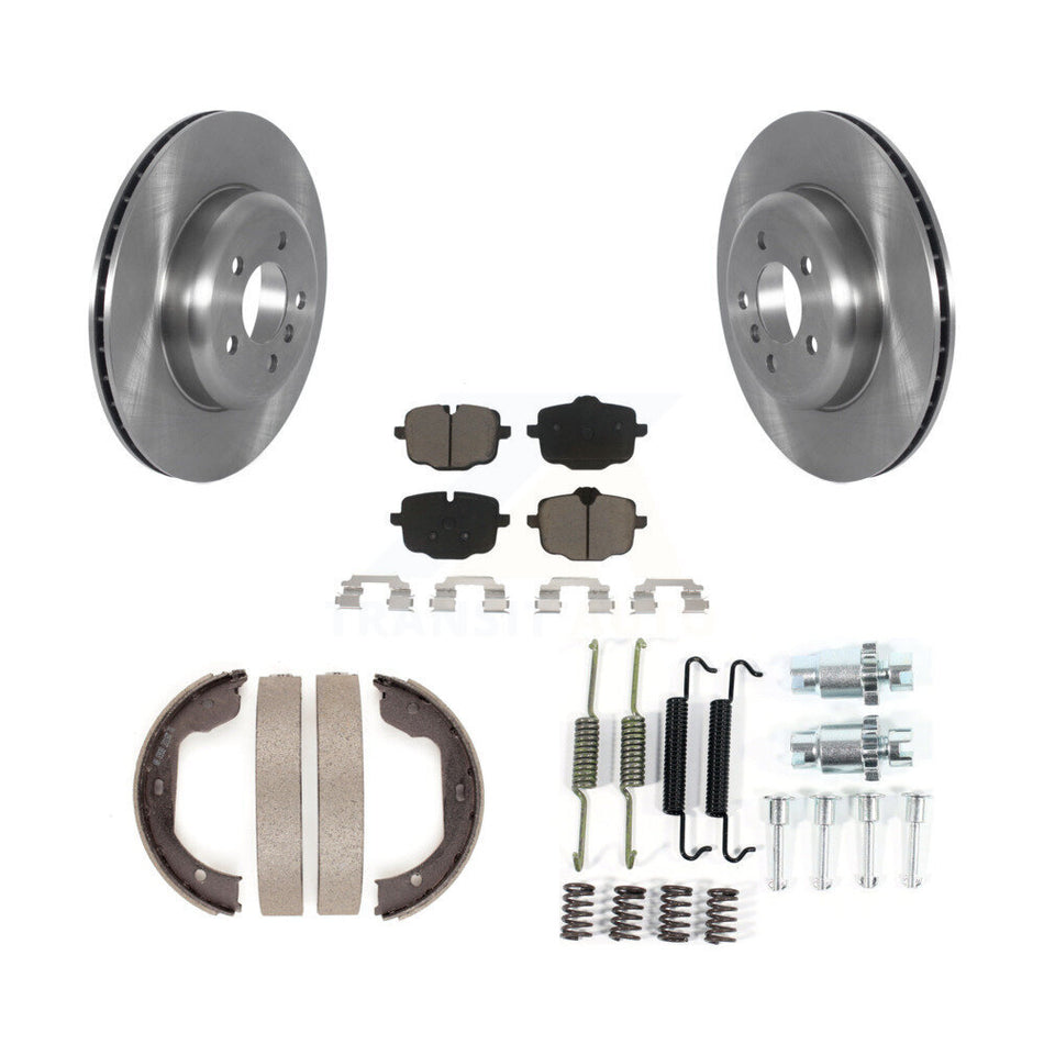 Rear Disc Rotors Ceramic Pads Parking Brake Shoes & Hardware Kit For 2011 BMW 550i xDrive K8C-104800