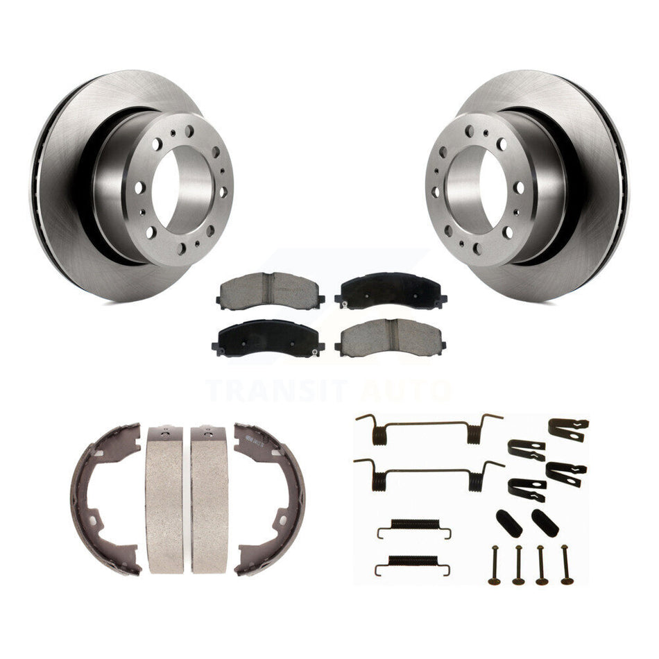 Rear Disc Rotors Ceramic Pads Parking Brake Shoes And Hardware Kit For 2019-2023 Ram 2500 K8C-104802