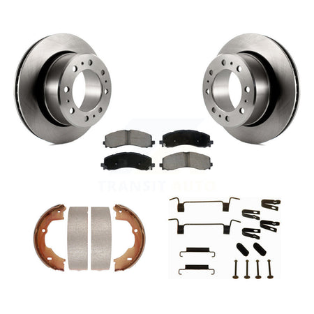 Rear Disc Rotors Ceramic Pads Parking Brake Shoes And Hardware Kit For Ram 3500 K8C-104803