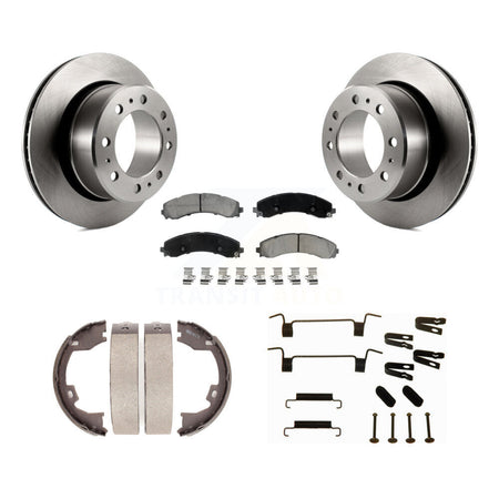 Rear Disc Rotors Ceramic Pads Parking Brake Shoes And Hardware Kit For Ram 3500 K8C-104804