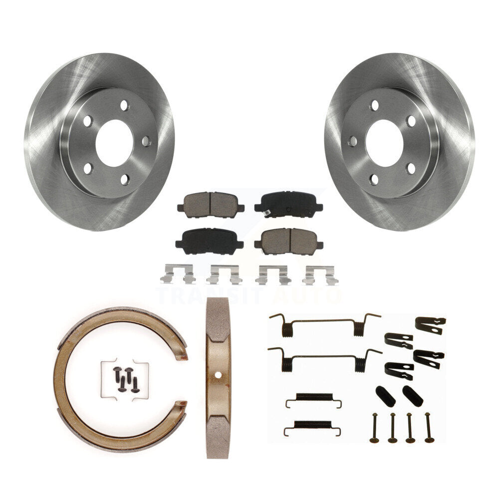 Rear Disc Rotors Ceramic Pads Parking Brake Shoes Hardware Kit For Buick LaCrosse Allure K8C-104806