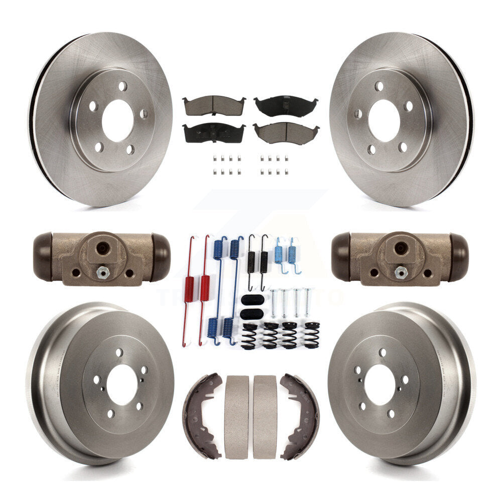 Front Rear Disc Brake Rotors Ceramic Pads And Drum Kit (9Pc) For Chrysler Grand Voyager K8C-104821