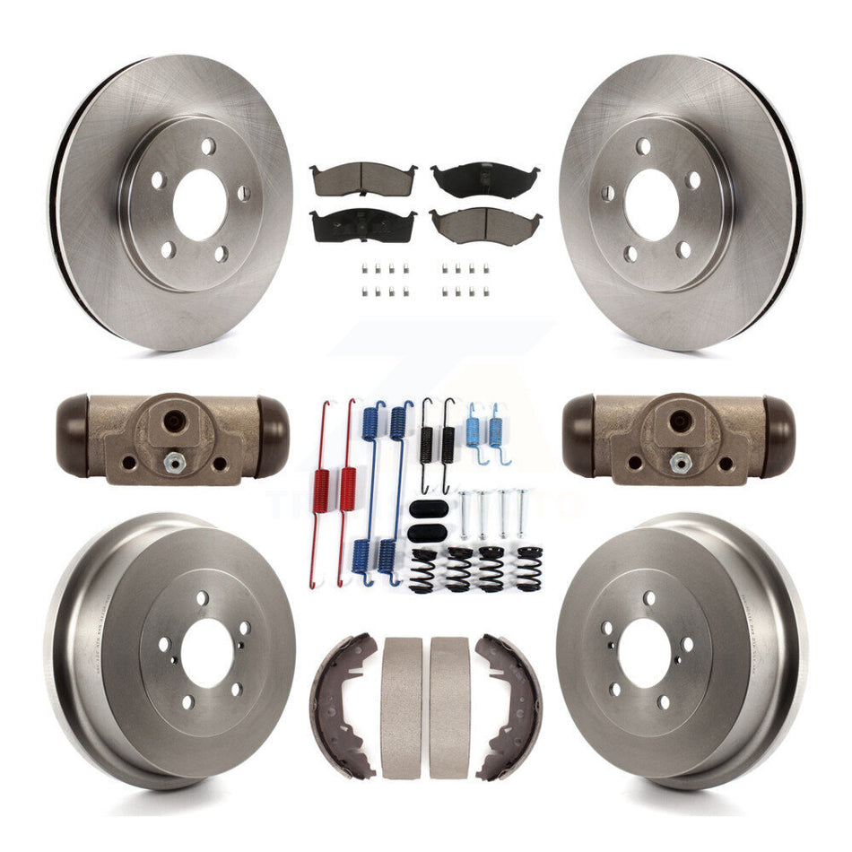 Front Rear Disc Brake Rotors Ceramic Pads And Drum Kit (9Pc) For Chrysler Grand Voyager K8C-104821