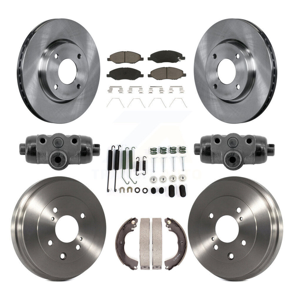 Front Rear Disc Brake Rotors Ceramic Pad Drum Kit (9Pc) For 2008 Nissan Versa 4-Wheel ABS K8C-104823